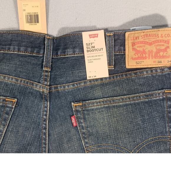 Levi’s 527 Slim Bootcut Jeans Men’s 38x34 Dark Wash Denim NWT baggy stretch - Picture 7 of 7